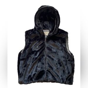 Like New PROMESA Black Faux Fur Hooded Vest